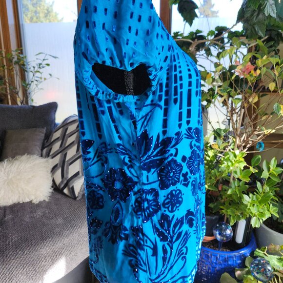Hale Bob Deep Teal Velvet Burnout Beaded Tunic M - Picture 4 of 11